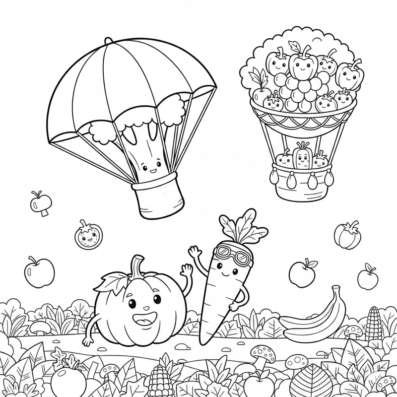 Tranh tô màu rau củ quả đẹp mắt