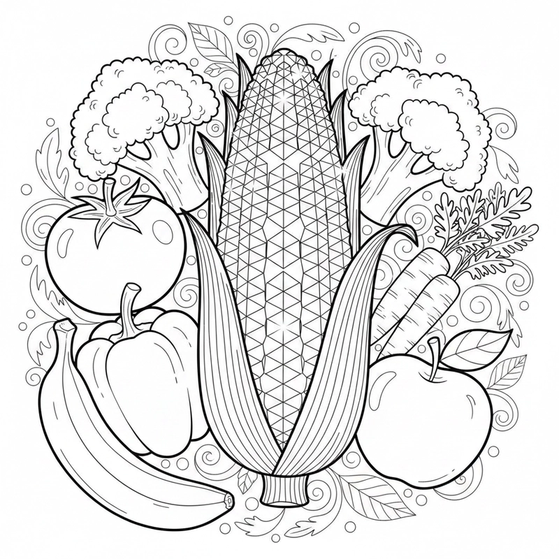 Tranh tô màu rau củ quả sáng tạo