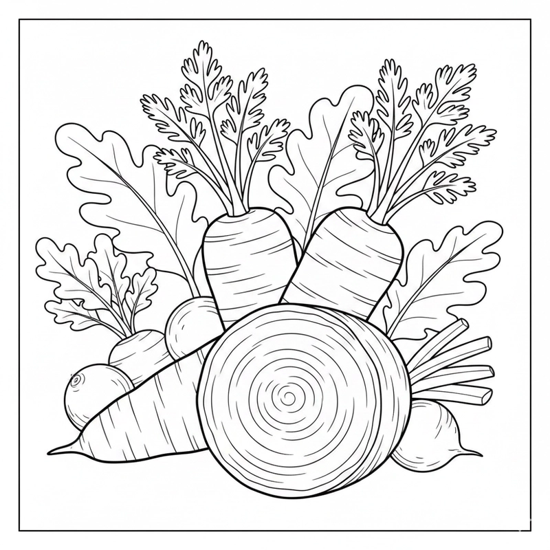 Tranh tô màu rau củ – củ cà rốt