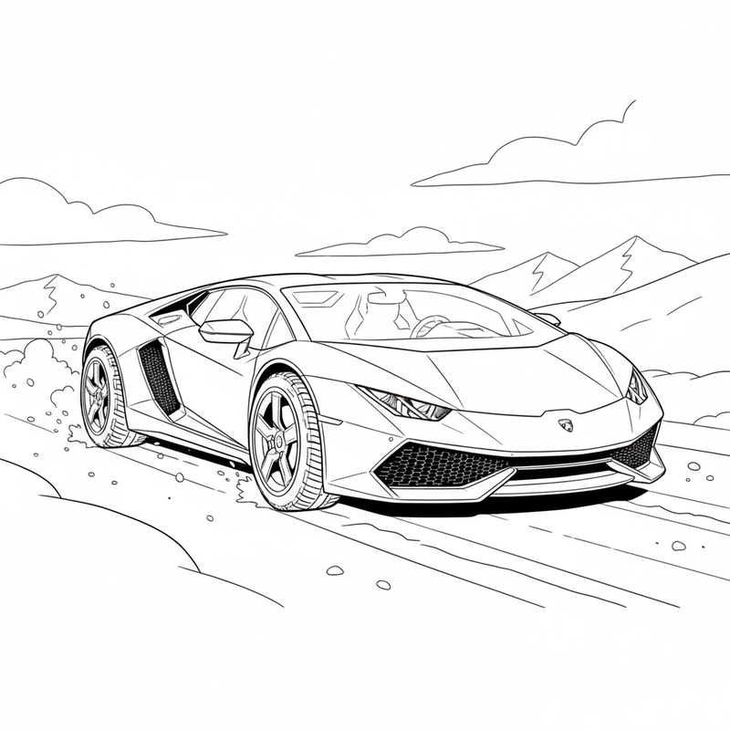 Tranh tô màu siêu xe Lamborghini ngầu