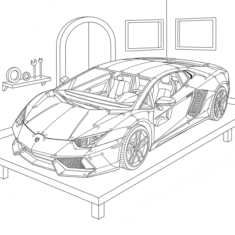 Tranh tô màu siêu xe Lamborghini sắc nét