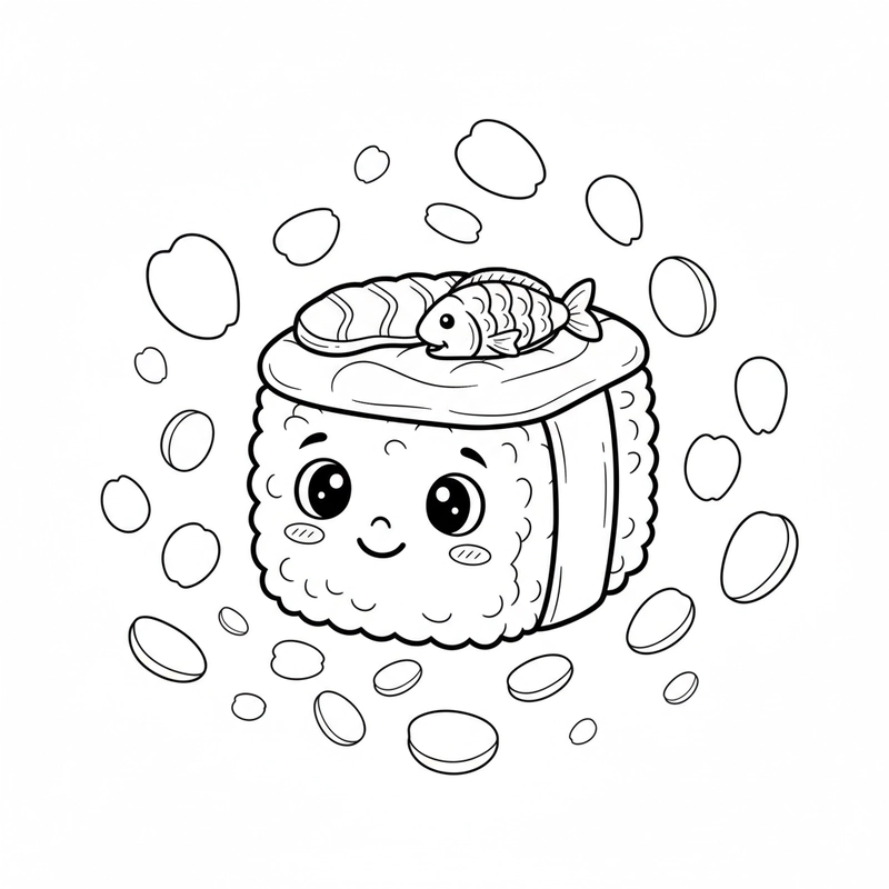Tranh tô màu sushi cho bé