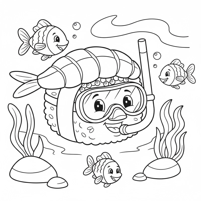 Tranh tô màu sushi đáng yêu