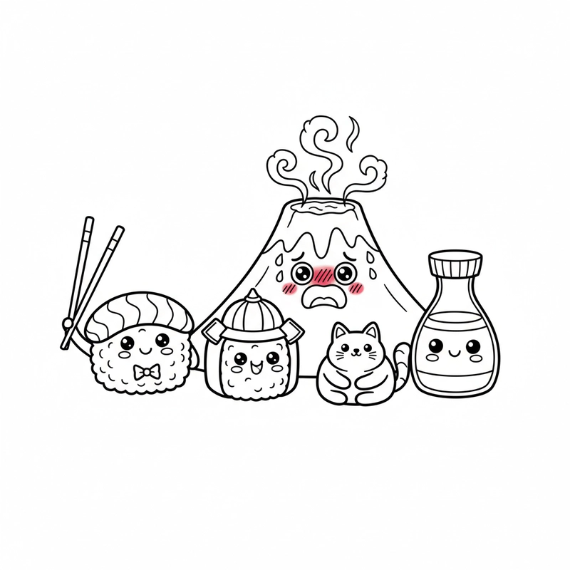 Tranh tô màu sushi đơn giản