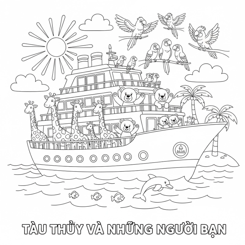 Tranh tô màu tàu biển