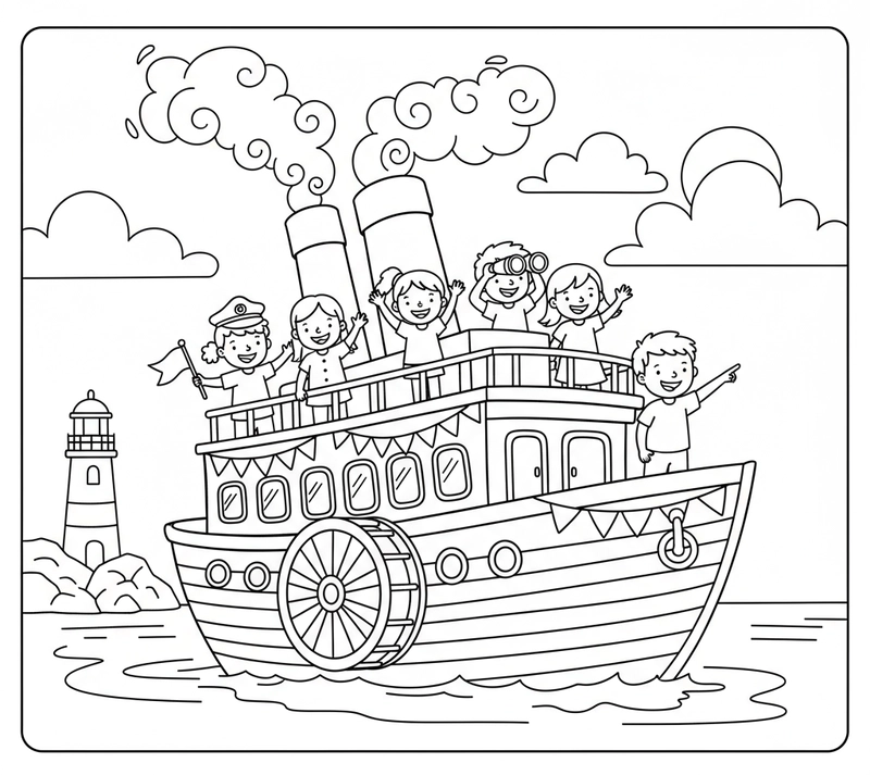 Tranh tô màu tàu chở khách