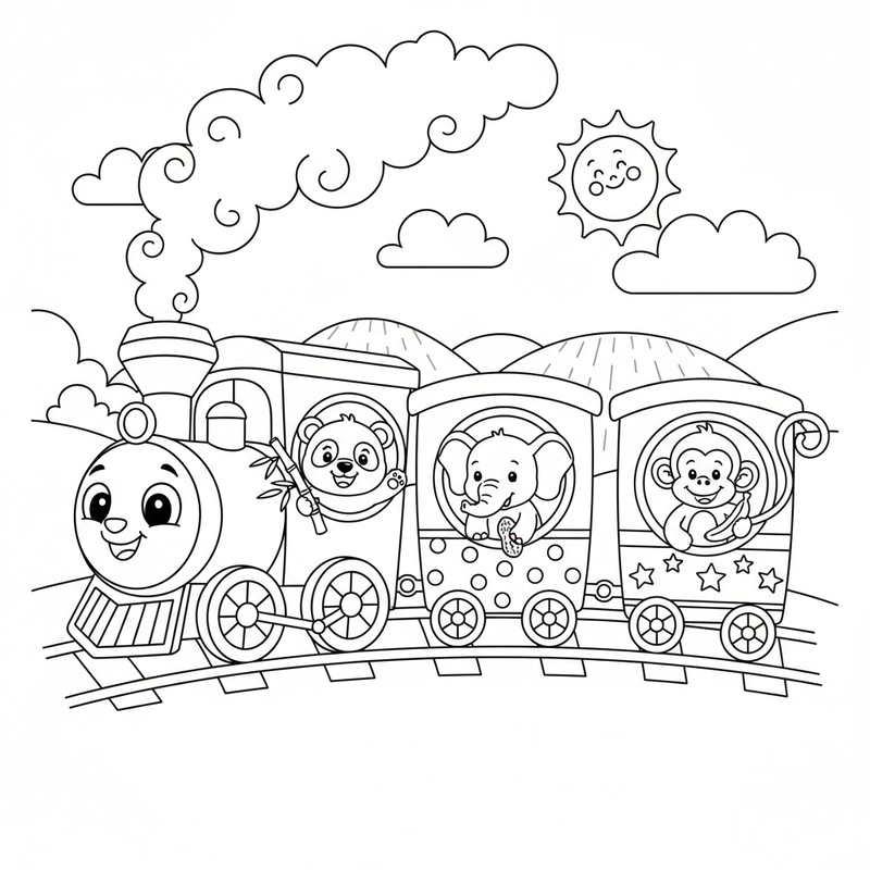 Tranh tô màu tàu hỏa cổ điển