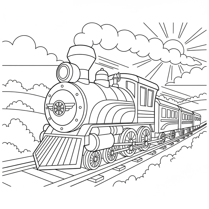 Tranh tô màu tàu hỏa học tập