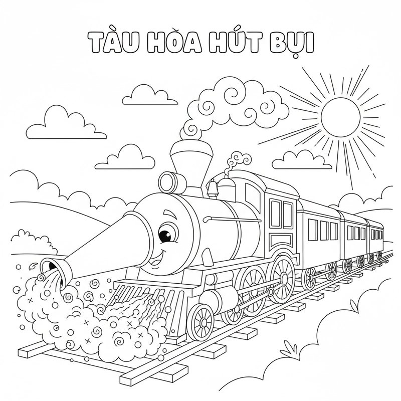 Tranh tô màu tàu hỏa vui nhộn