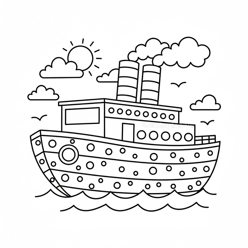 Tranh tô màu tàu thủy