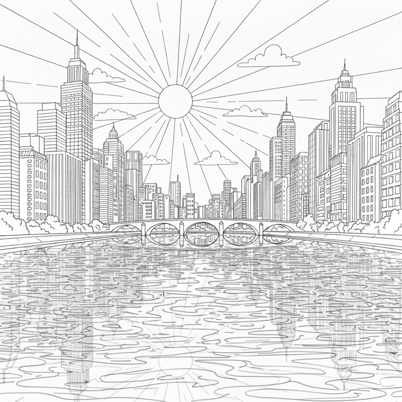 Tranh tô màu thành phố đẹp