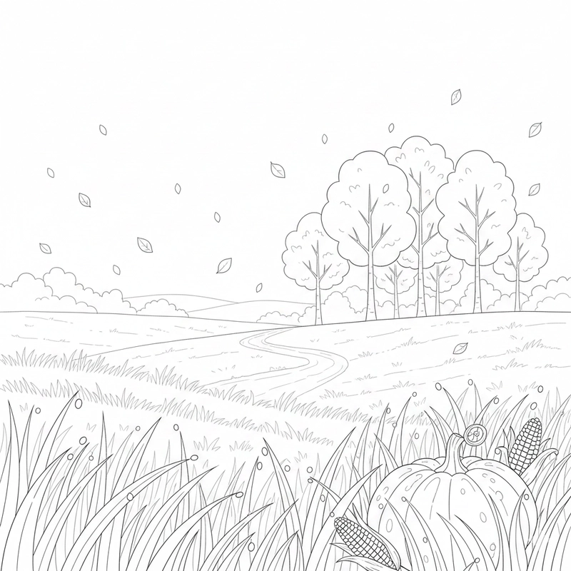 Tranh tô màu thiên nhiên mùa thu