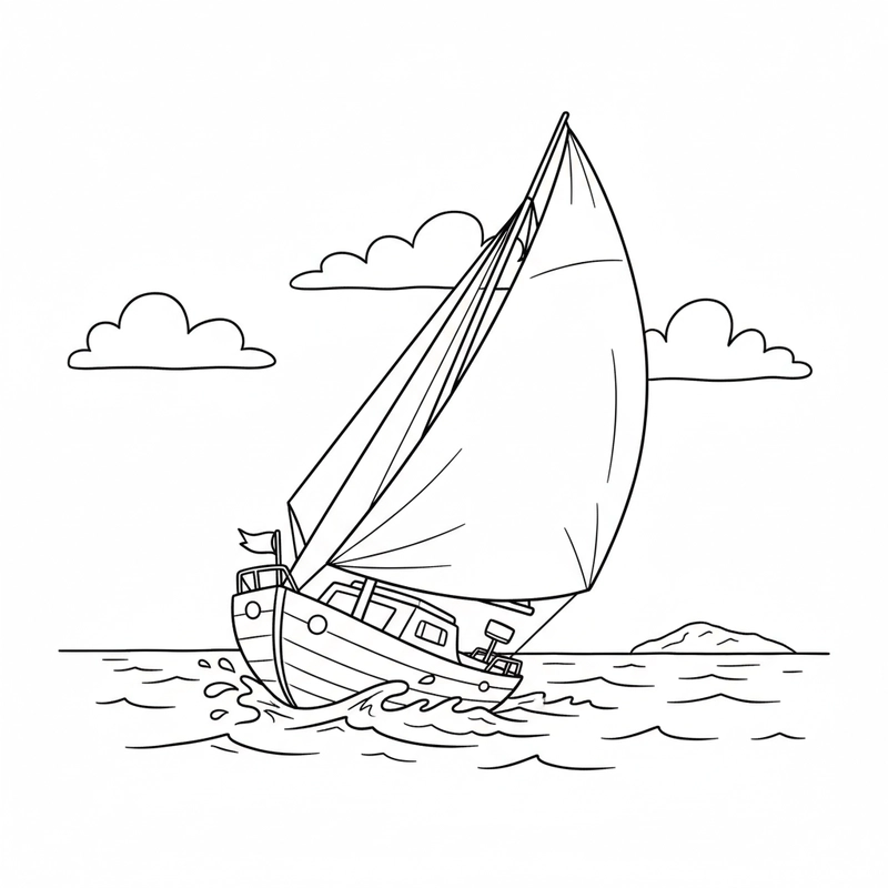 Tranh tô màu thuyền buồm cho bé tập vẽ