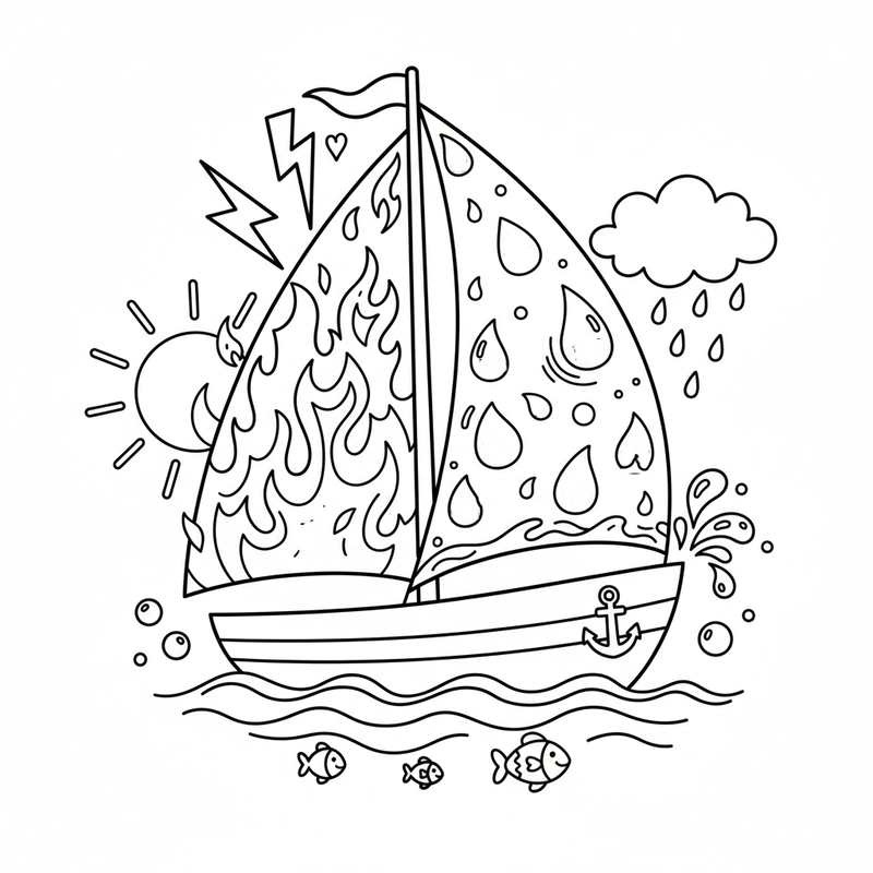 Tranh tô màu thuyền buồm ngắn gọn, dễ hiểu
