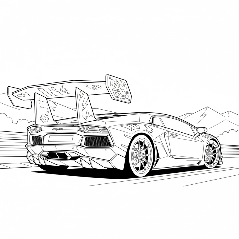 Tranh tô màu xe Lamborghini bản đẹp