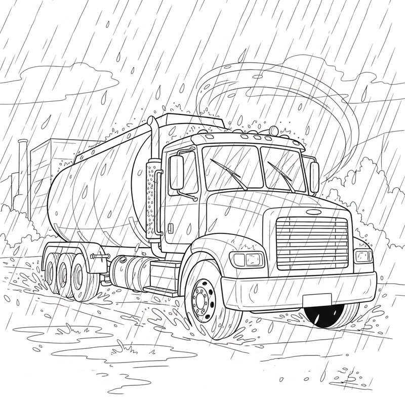 Tranh tô màu xe bồn cho trẻ nhỏ