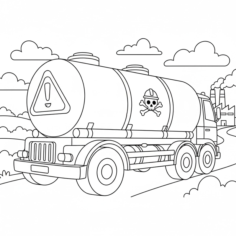 Tranh tô màu xe bồn đơn giản