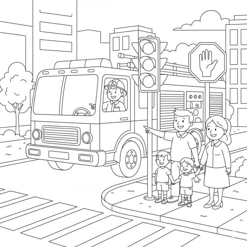 Tranh tô màu xe cứu hỏa cho bé trai