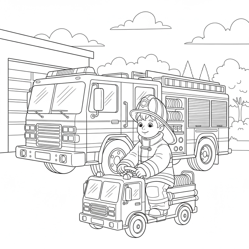 Tranh tô màu xe cứu hỏa hấp dẫn