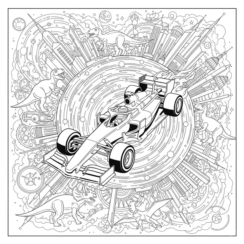 Tranh tô màu xe đua mini vui nhộn