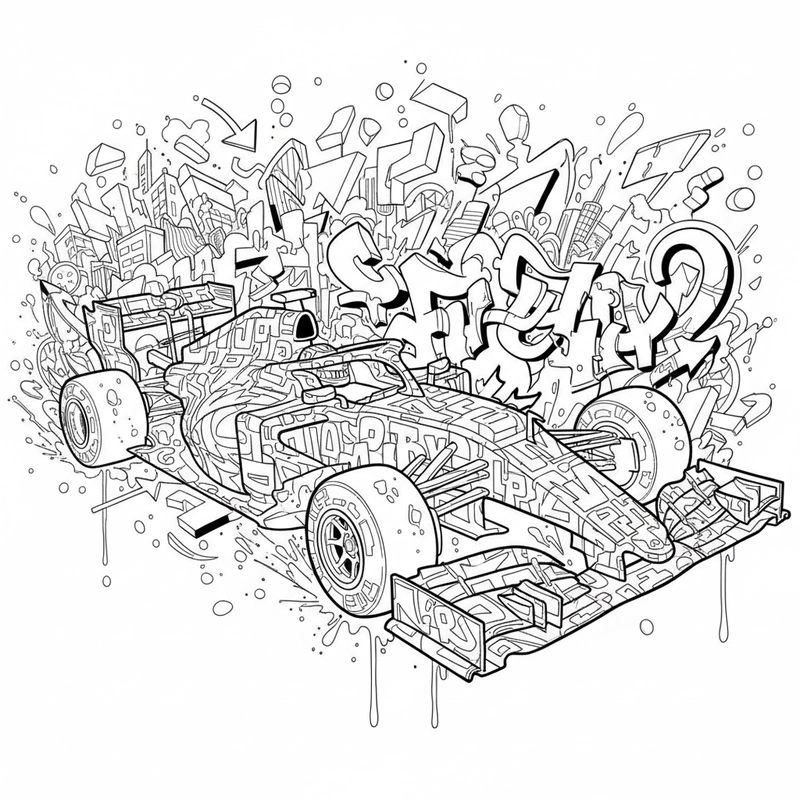 Tranh tô màu xe đua sáng tạo