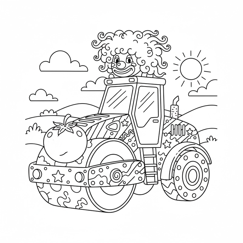 Tranh tô màu xe lu cho bé