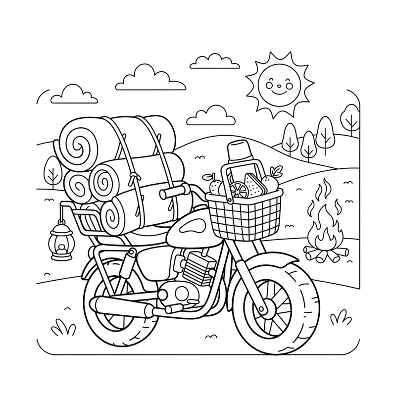 Tranh tô màu xe máy cổ điển