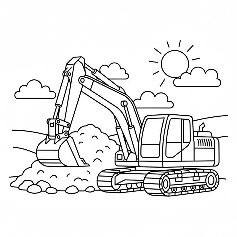 Tranh tô màu xe máy xúc đẹp