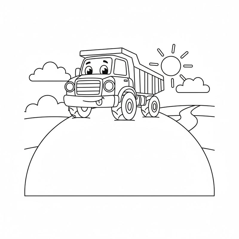 Tranh tô màu xe ô tô tải cute
