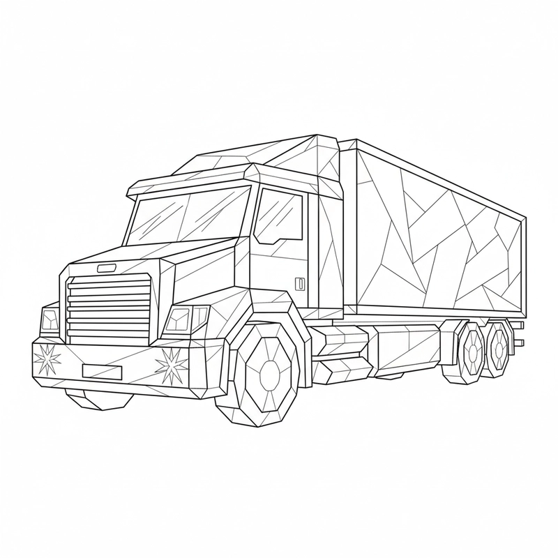 Tranh tô màu xe ô tô tải ngộ nghĩnh