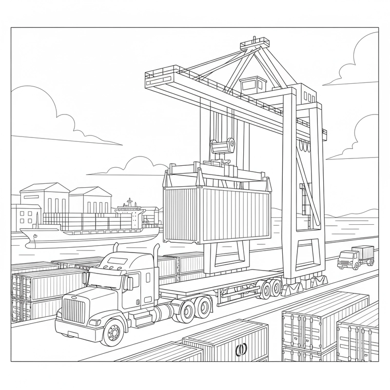 Tranh tô màu xe tải cute đáng yêu