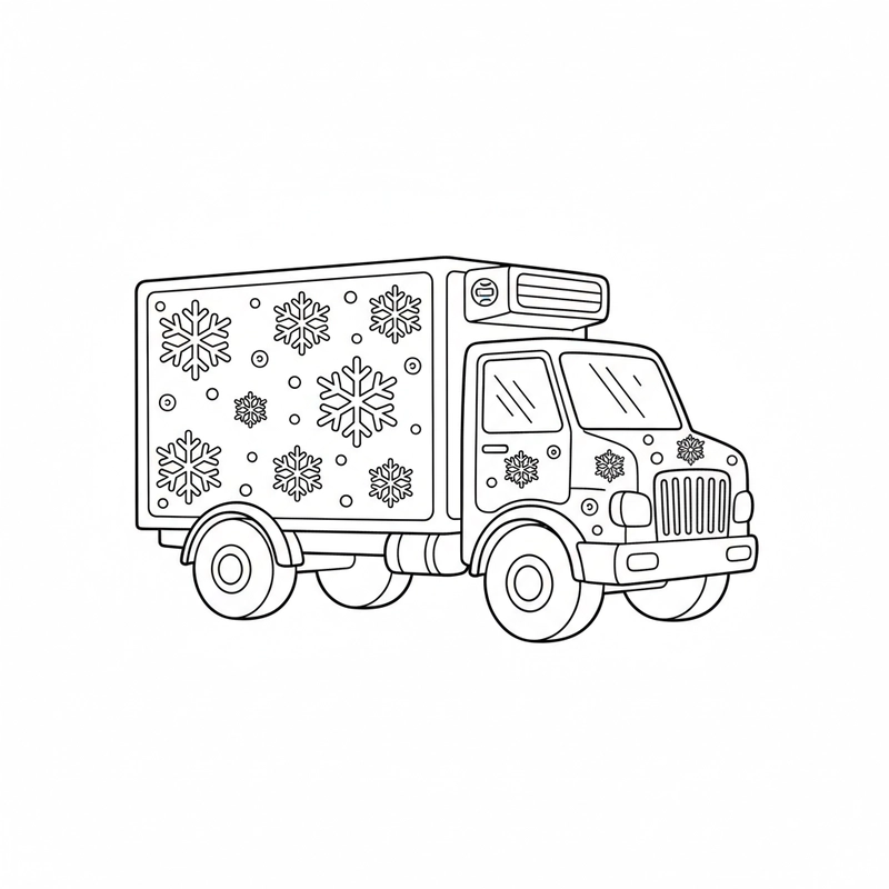 Tranh tô màu xe tải đáng yêu