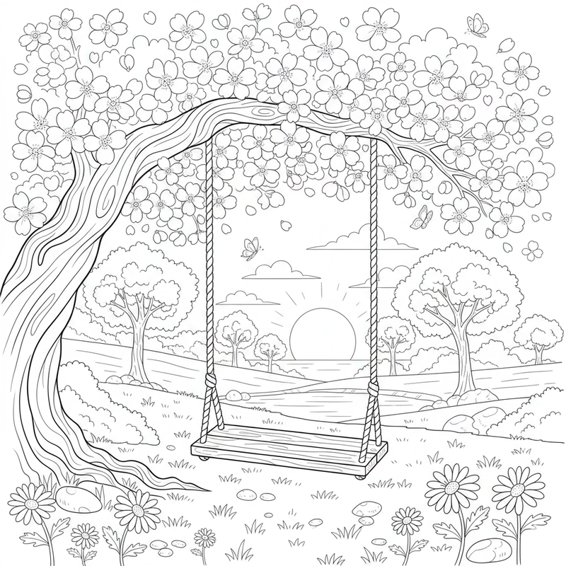 Tranh tô màu xích đu vui nhộn