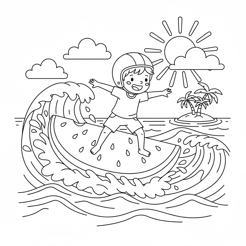 Tranh tô quả dưa hấu sinh động