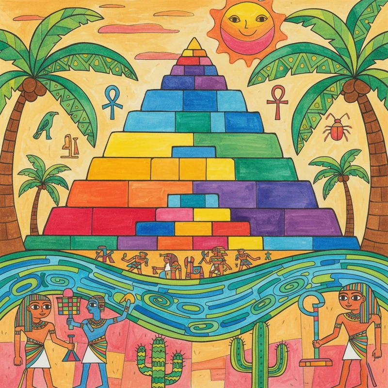 Tranh vẽ Ai Cập cổ đại đơn giản cho học sinh