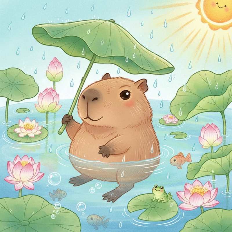 Tranh vẽ Capybara cute cực dễ cho bé