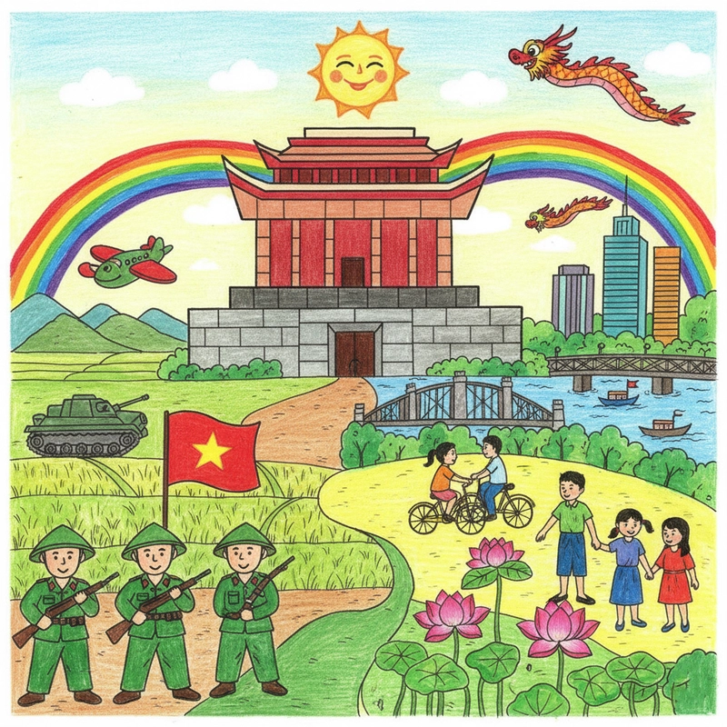 Tranh vẽ Lăng Bác Hồ đơn giản