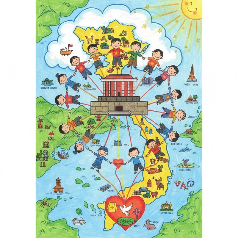 Tranh vẽ Lăng Bác đơn giản cho lớp 6