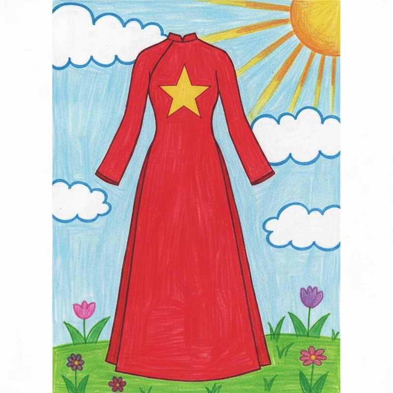 Tranh vẽ Quốc khánh 2-9 nhẹ nhàng