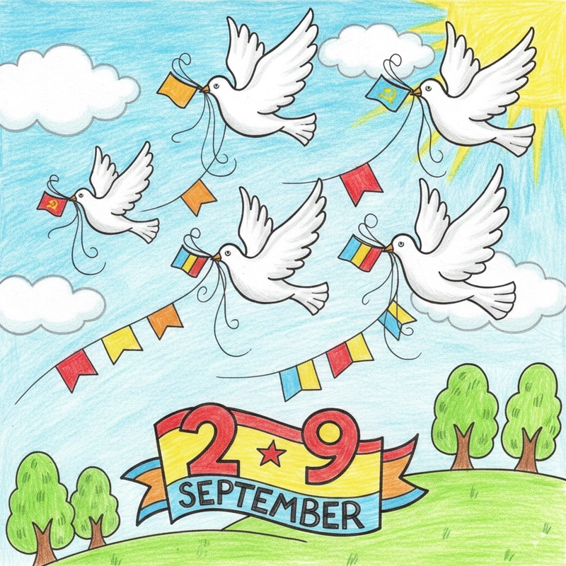 Tranh vẽ Quốc khánh 2-9 theo phong cách học sinh