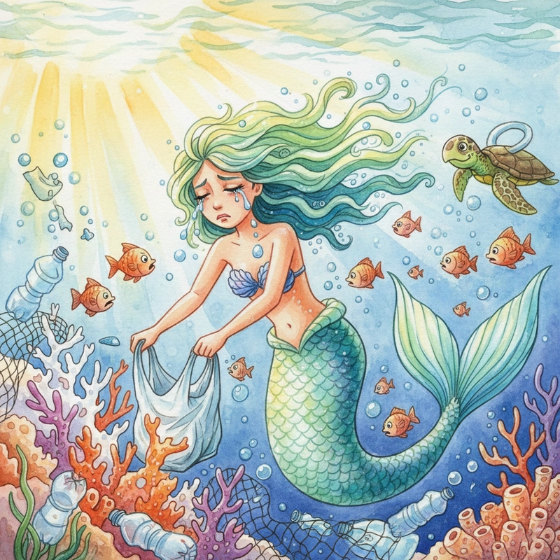 Tranh vẽ bảo vệ môi trường biển với thông điệp xanh