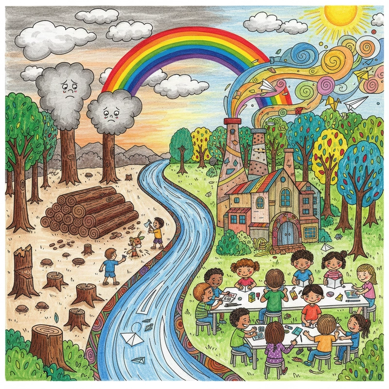 Tranh vẽ bảo vệ rừng đơn giản dành cho học sinh