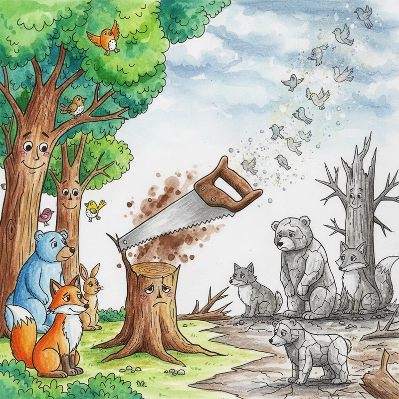 Tranh vẽ bảo vệ rừng với thông điệp xanh