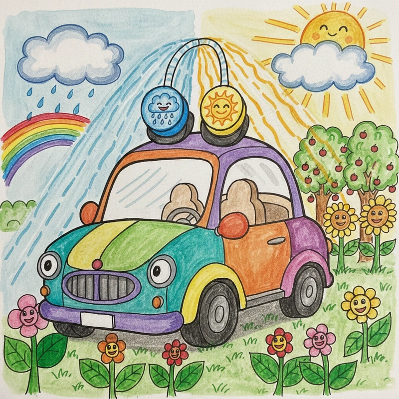 Tranh vẽ chiếc ô tô mơ ước phù hợp bài tập mỹ thuật