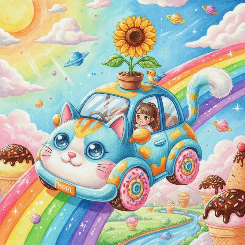 Tranh vẽ chủ đề chiếc ô tô mơ ước đáng yêu