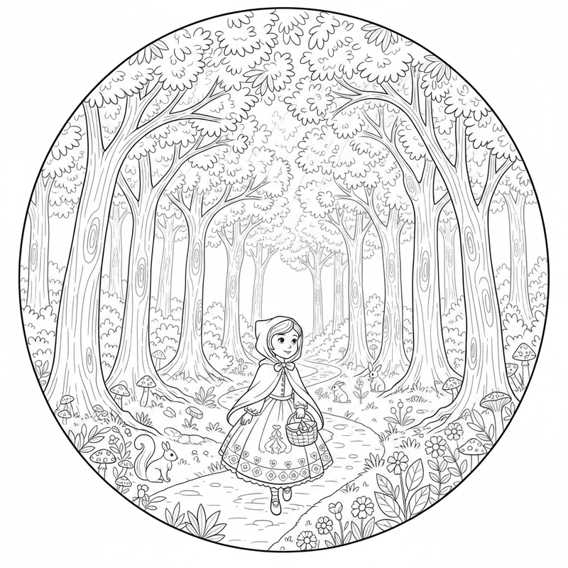 Tranh vẽ cô bé quàng khăn đỏ dễ vẽ