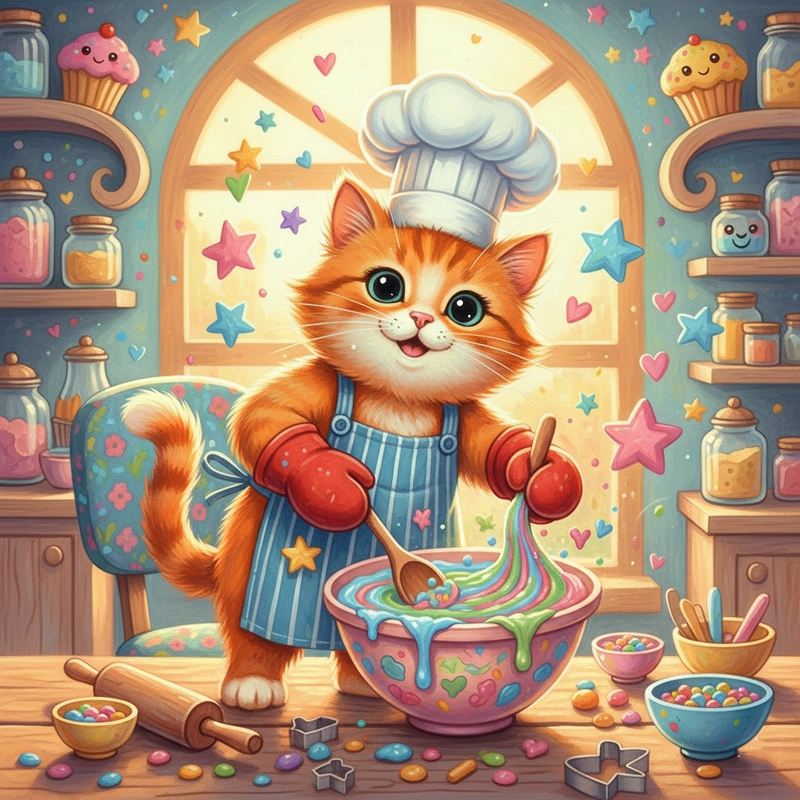 Tranh vẽ con mèo đáng yêu đơn giản