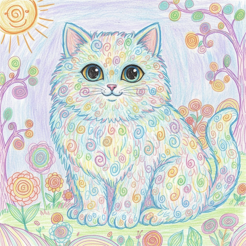 Tranh vẽ con mèo đáng yêu