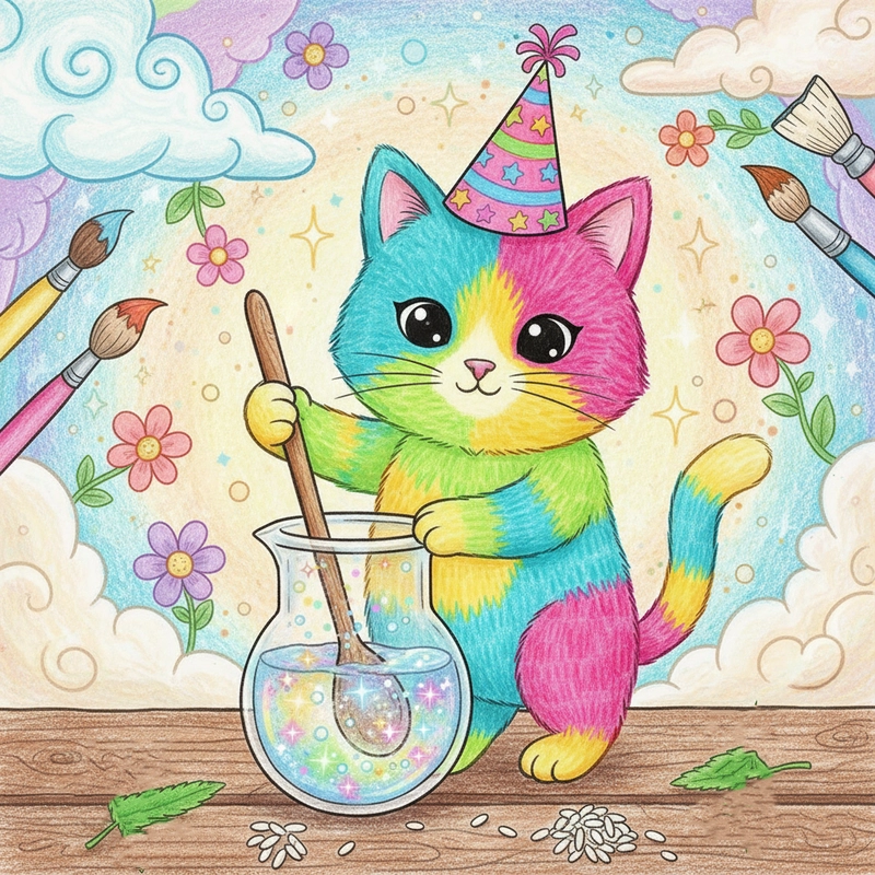 Tranh vẽ con mèo màu sắc