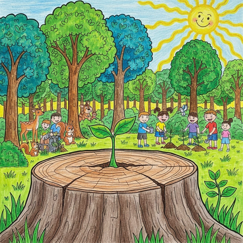 Tranh vẽ đề tài bảo vệ rừng dễ vẽ và ý nghĩa